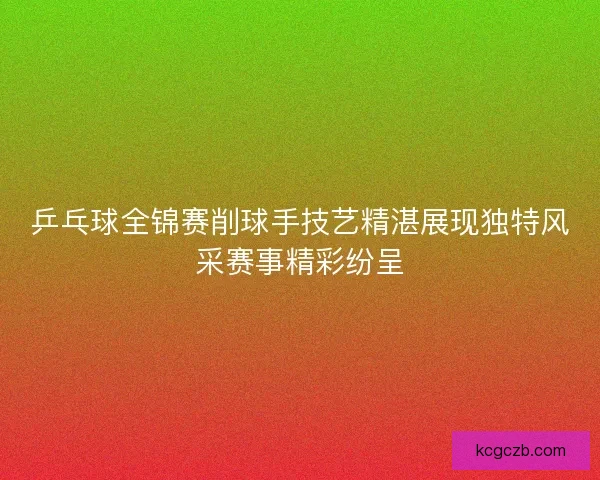 乒乓球全锦赛削球手技艺精湛展现独特风采赛事精彩纷呈