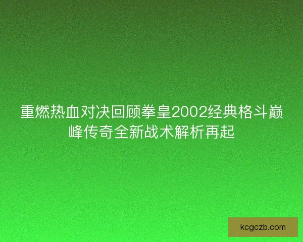 重燃热血对决回顾拳皇2002经典格斗巅峰传奇全新战术解析再起
