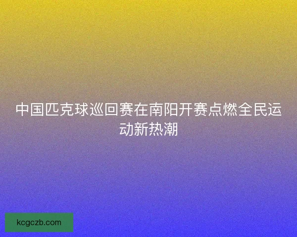 中国匹克球巡回赛在南阳开赛点燃全民运动新热潮