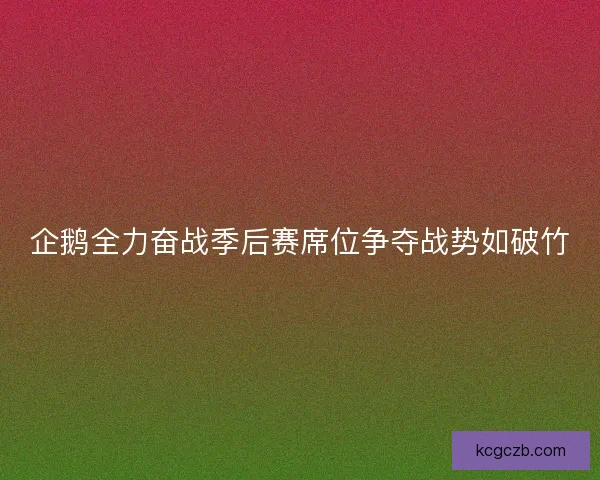 企鹅全力奋战季后赛席位争夺战势如破竹